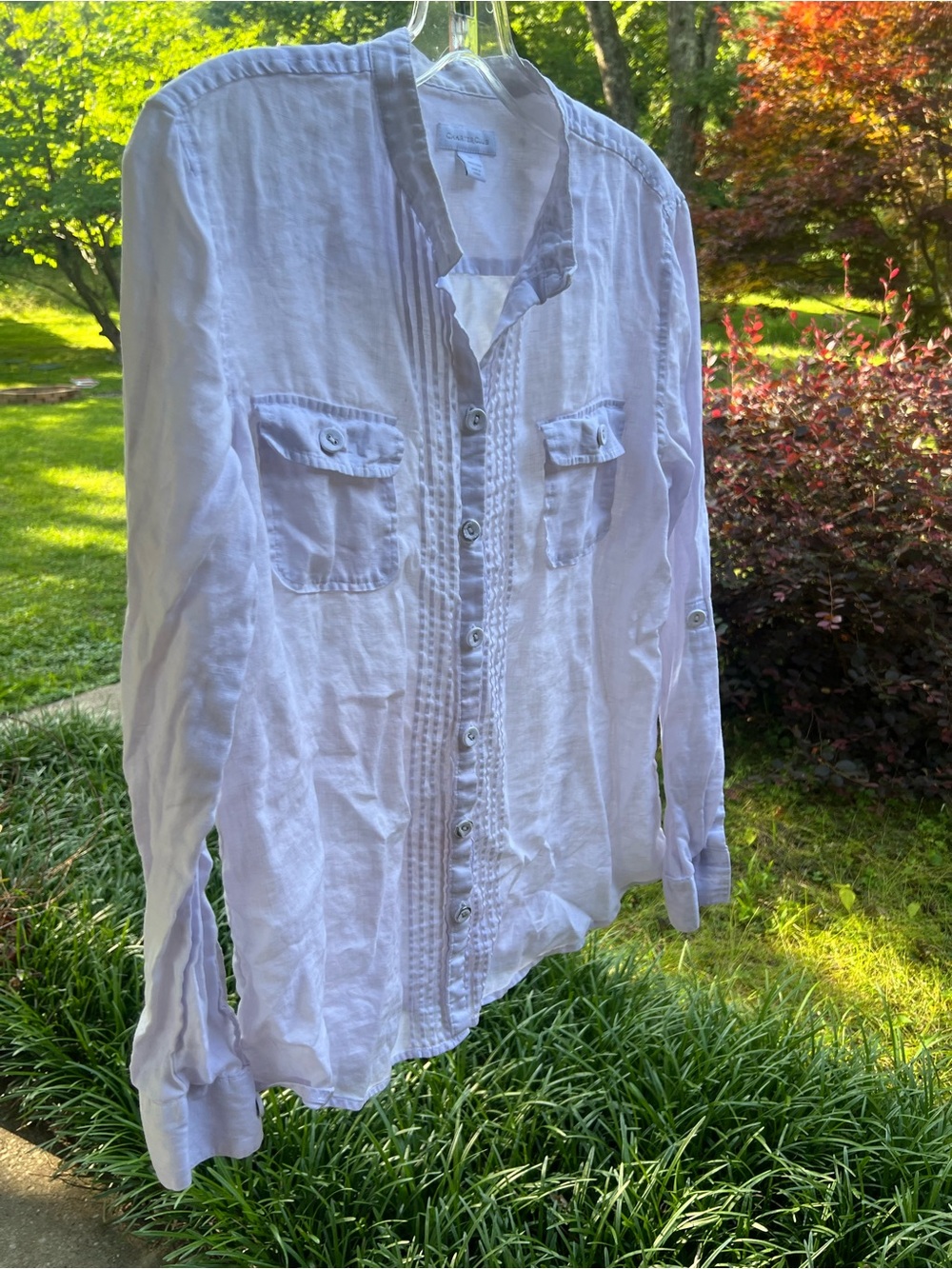 Charter Club Light Lavender Linen Button-Up Shirt